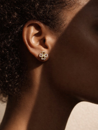 Gold Clover CZ Stud Earrings – Anti Tarnish Everyday Stainless Steel