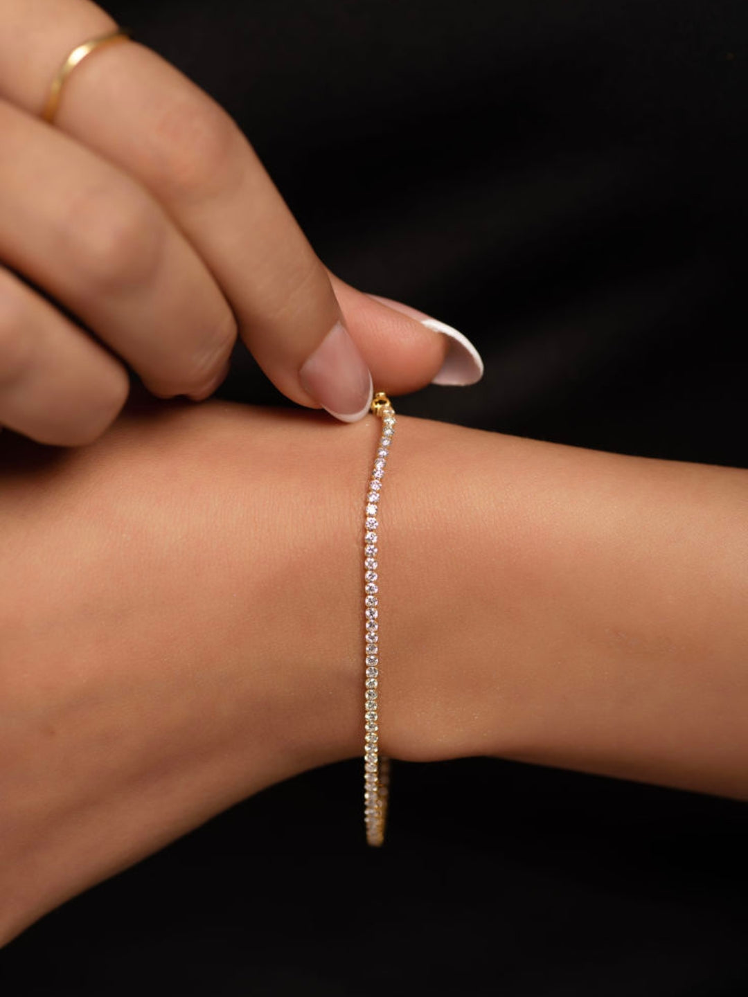 2mm Slim Gold Tennis Bracelet – CZ Diamond Stackable Bracelet