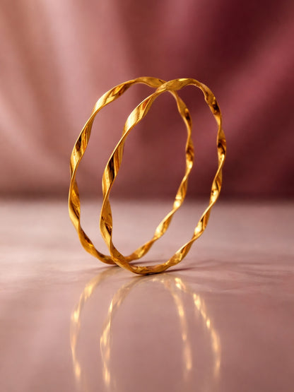 18K Gold Spiral Bangle – Anti Tarnish Stainless Steel Kada
