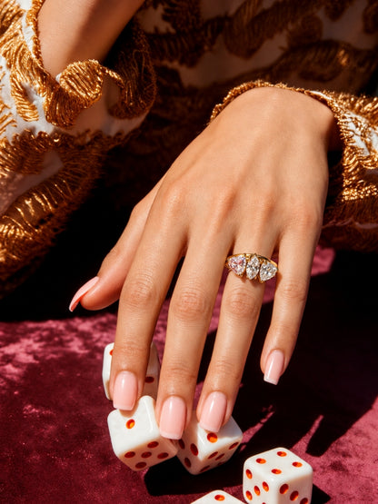 Heart & Marquise Solitaire Ring - 18kt Gold Plating