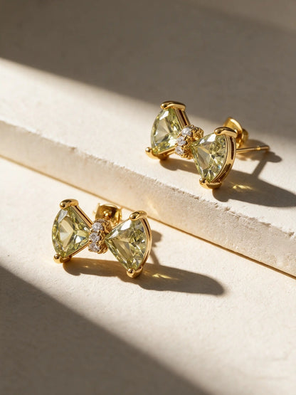 Fiocco Yellow Bow Bar Necklace & Stud Earring Set, 18K Gold-Plated