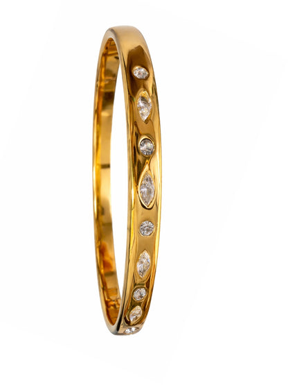 18K Gold Plated Marquise & Round CZ Studded Bracelet