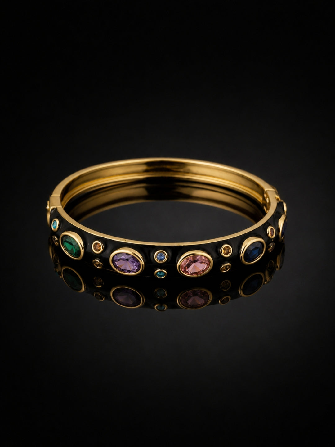 Nocturne Gemstone Bangle, 18K Gold-Plated