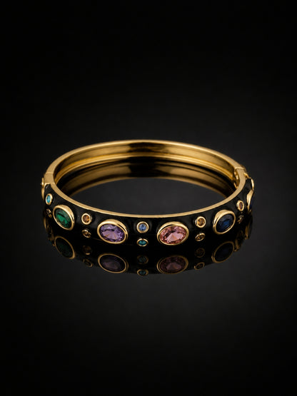 Nocturne Gemstone Bangle, 18K Gold-Plated