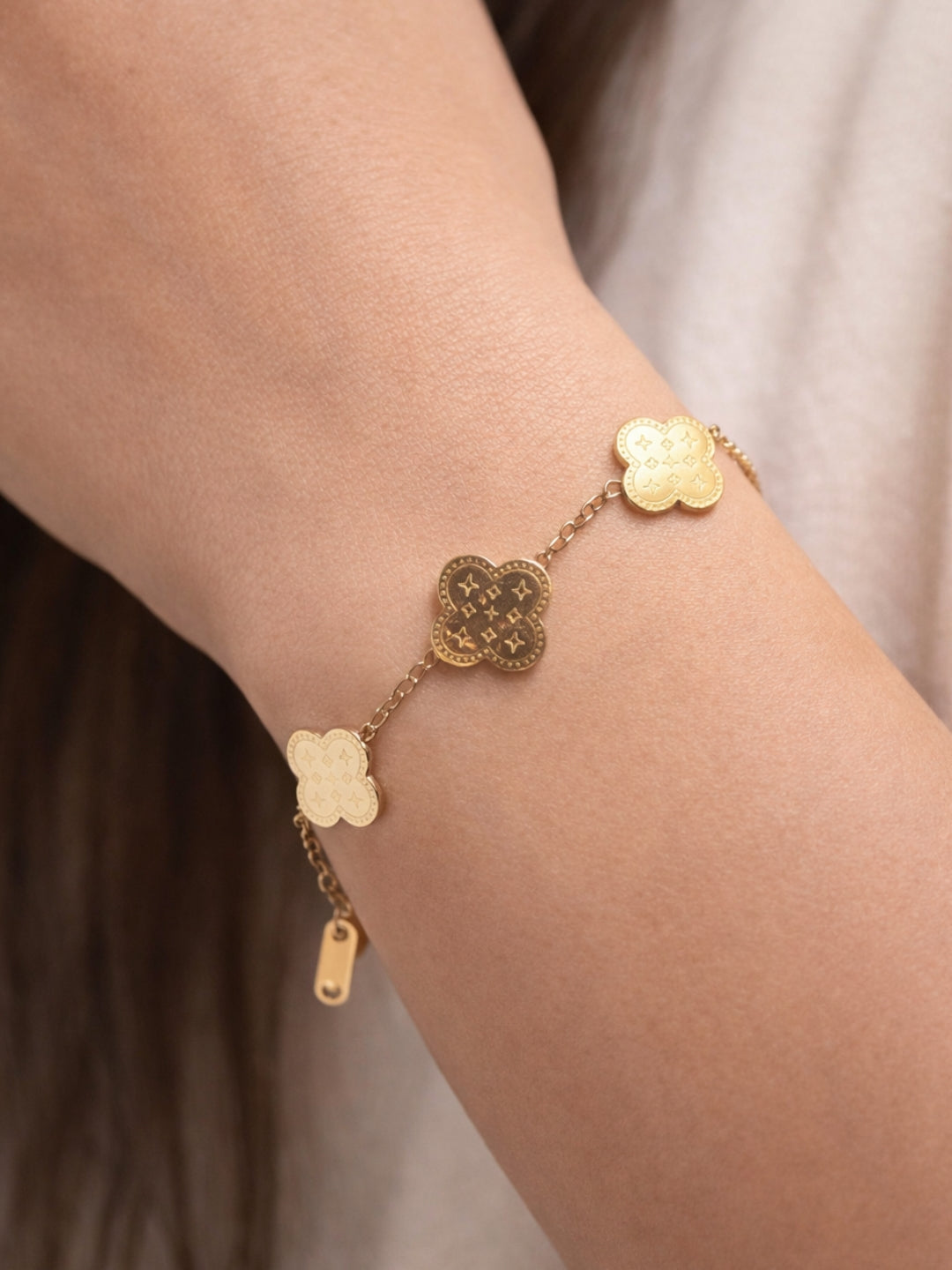 Brand Inspired Gold Clover Chain Bracelet | Anti-Tarnish 18K Gold Plated Jewelry