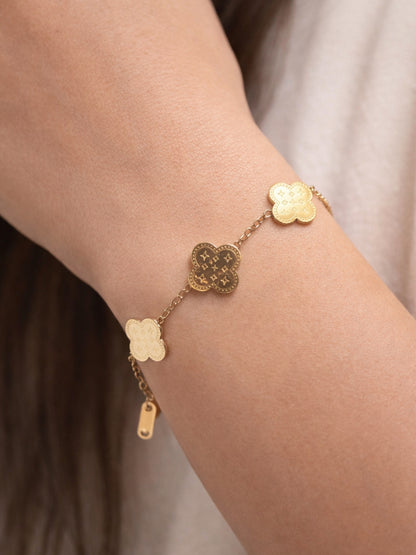 Brand Inspired Gold Clover Chain Bracelet | Anti-Tarnish 18K Gold Plated Jewelry