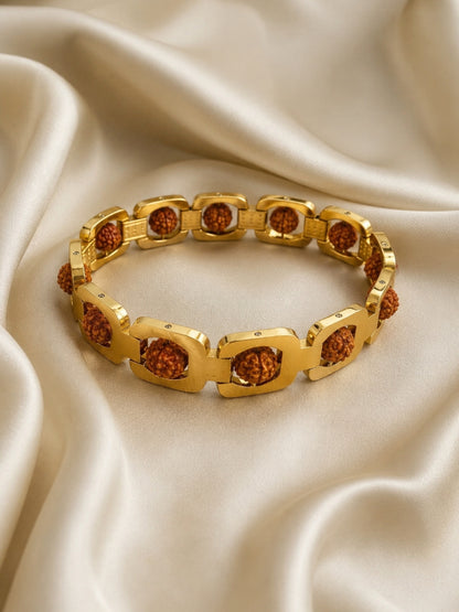 Rudraksha Bead Bracelet for Men – Thick 18K Gold Plated