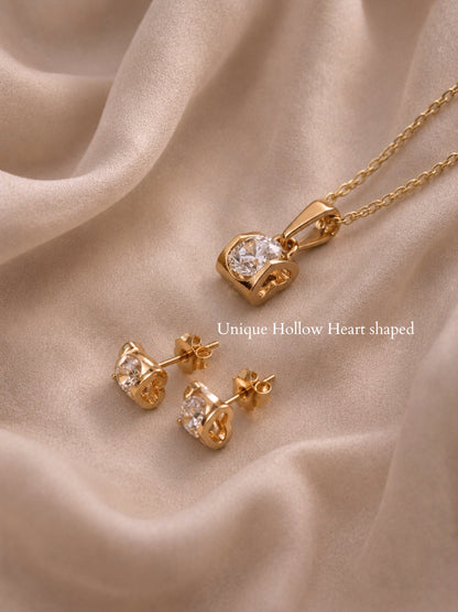 Rose Gold Solitaire Pendant Set with CZ | Anti Tarnish Jewelry