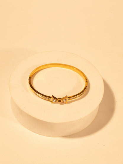 18K Gold Plated Bow Studded Bracelet for Women – Stainless Steel | Anti-Tarnish | Cubic Zirconia Stones