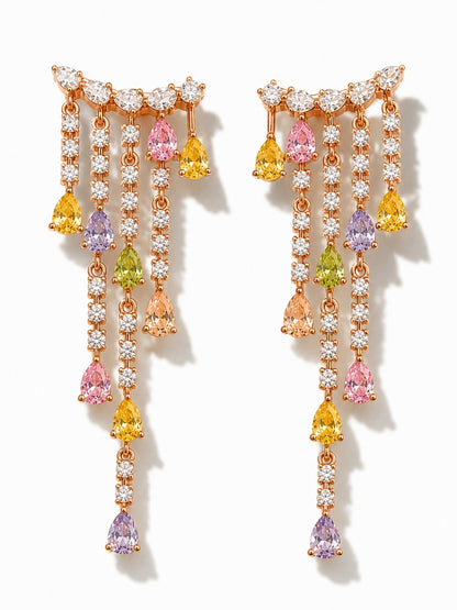 Aurora Cascade Fringe Earrings, 18K Rose Gold-Plated