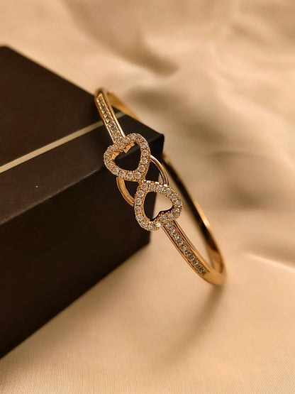 Endless Love Cuff – Twin Heart Infinity | Rose Gold AD Bracelet | 2'4–2'6 Fit