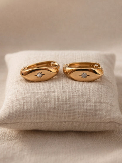 18K Rose Gold Star Hoop Earrings – AD Diamond, 1cm Mini Hoops