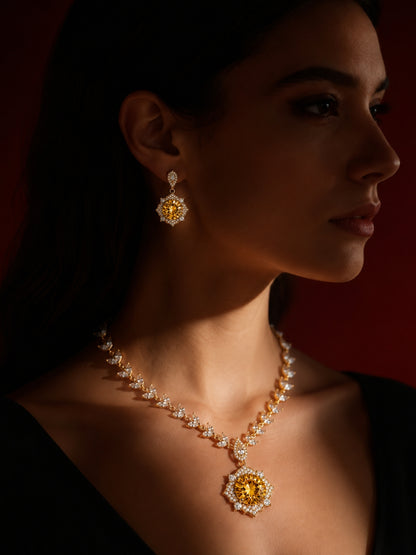 Splendore Golden Halo Necklace & Earring Set, 18K Gold-Plated