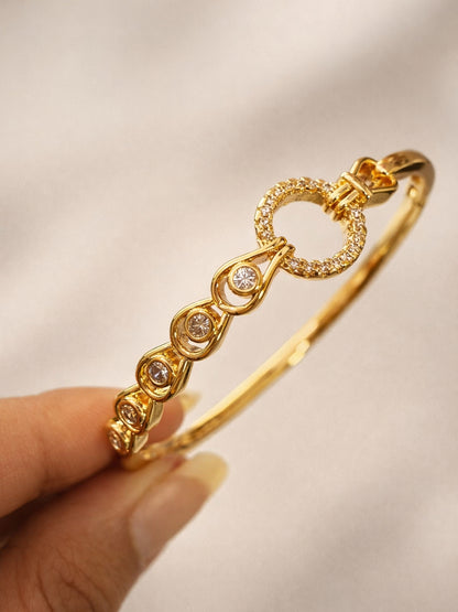 Circular CZ Studded Gold Bracelet | Anti-Tarnish Everyday Bangle