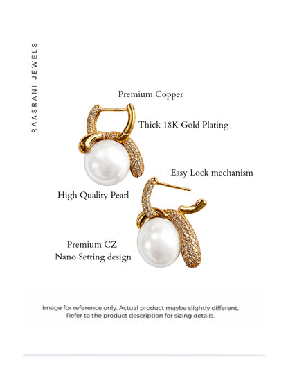 Infinity Knot Pearl Hoop Earrings, 18K Gold-Plated - Offwhite