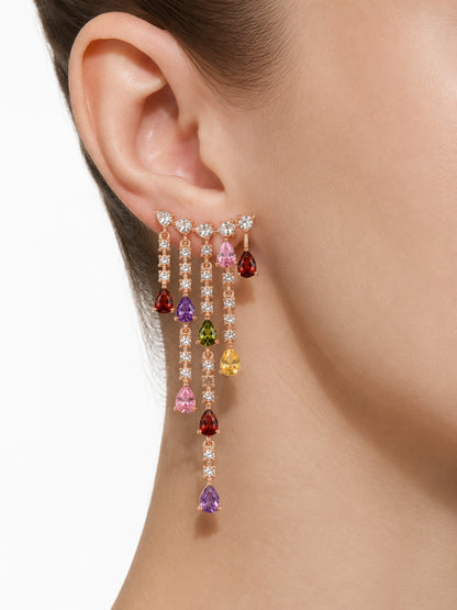 Midnight Crystal Ear Cuff Drop Earrings | Rose Gold CZ Earrings