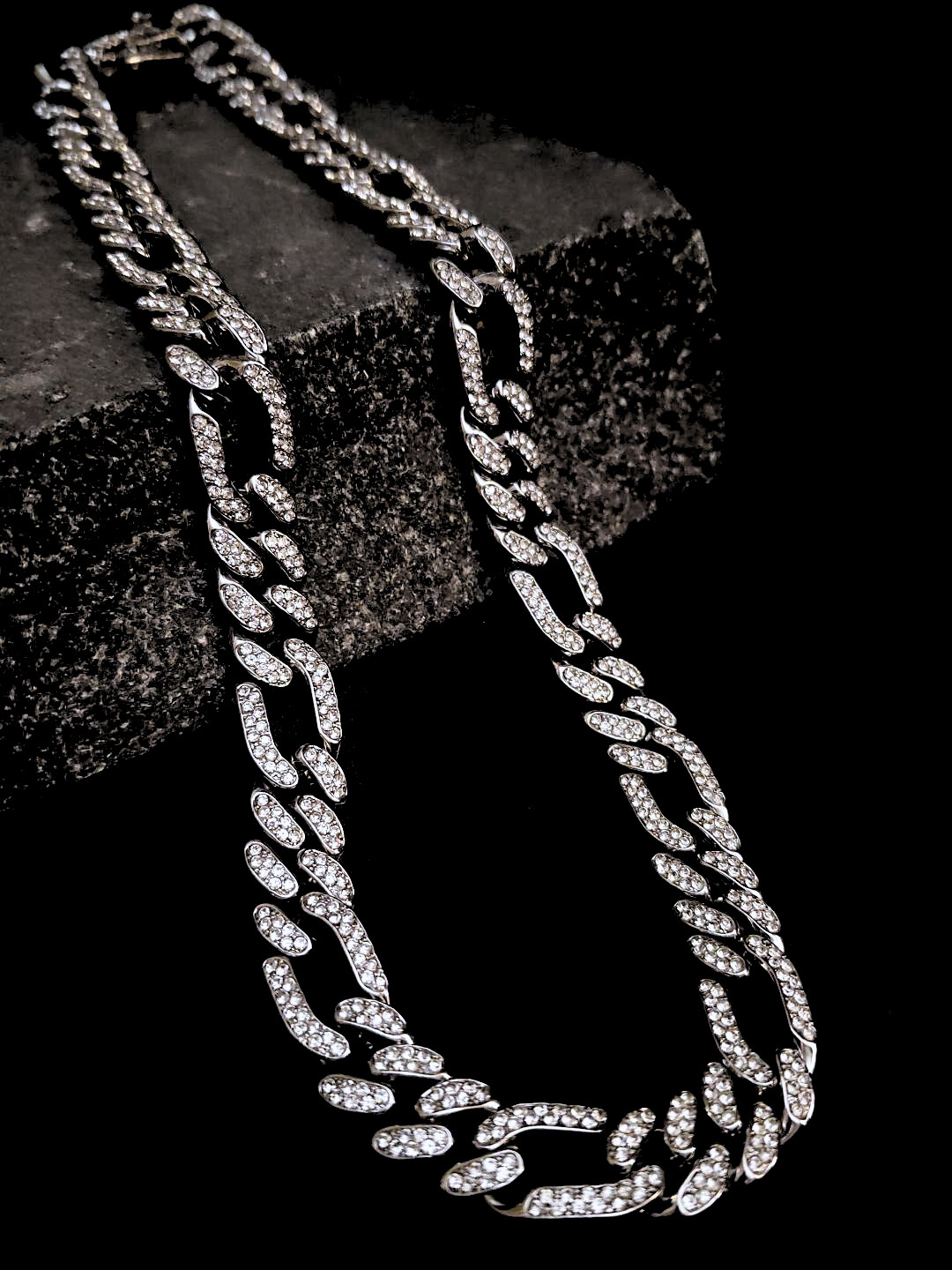 Iced Out Double-line Studded Designer Cuban Chain