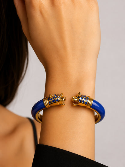 Vittoria Panther Kada Bangle, 18K Gold-Plated - Blue
