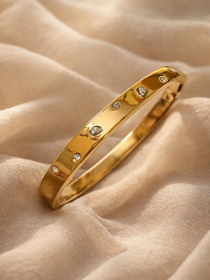 18K Gold Marquise CZ Studded Bracelet | Anti Tarnish Cuff