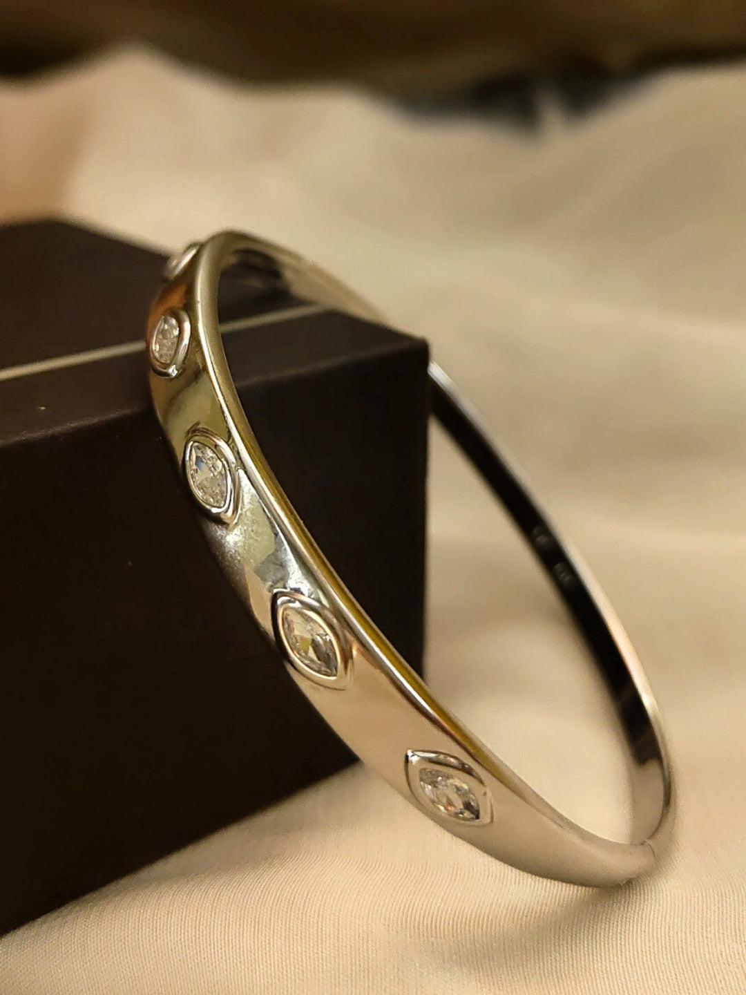 Éclat Marquise Cuff – Rhodium Plated | Hypoallergenic Luxury Cuff Bracelet
