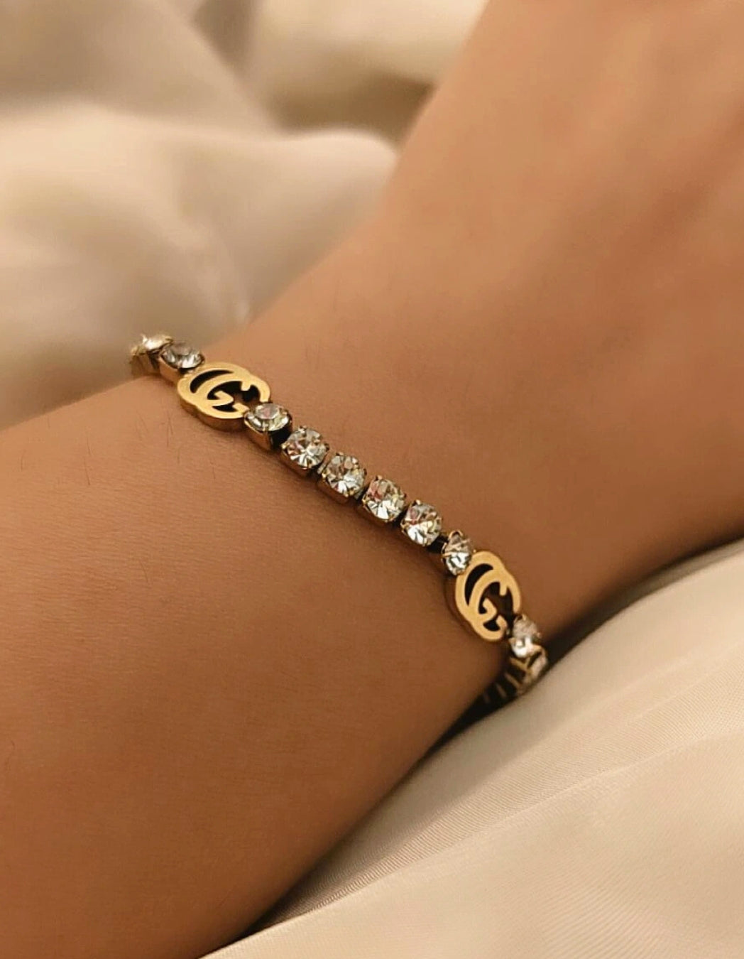 Brand inspired Fully Studded Chain Bracelet