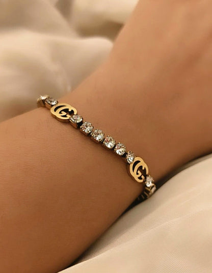 Brand inspired Fully Studded Chain Bracelet