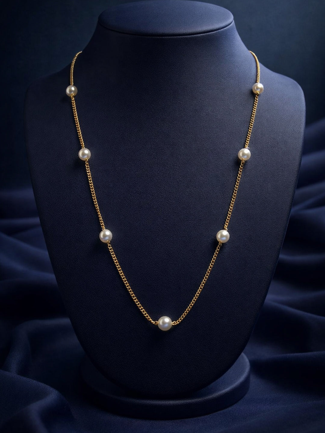 Luna Pearl Accent Chain – 18K Gold Plated Stainless Steel Necklace