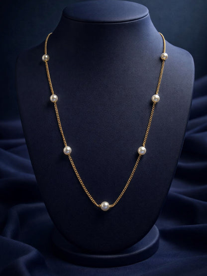 Luna Pearl Accent Chain – 18K Gold Plated Stainless Steel Necklace