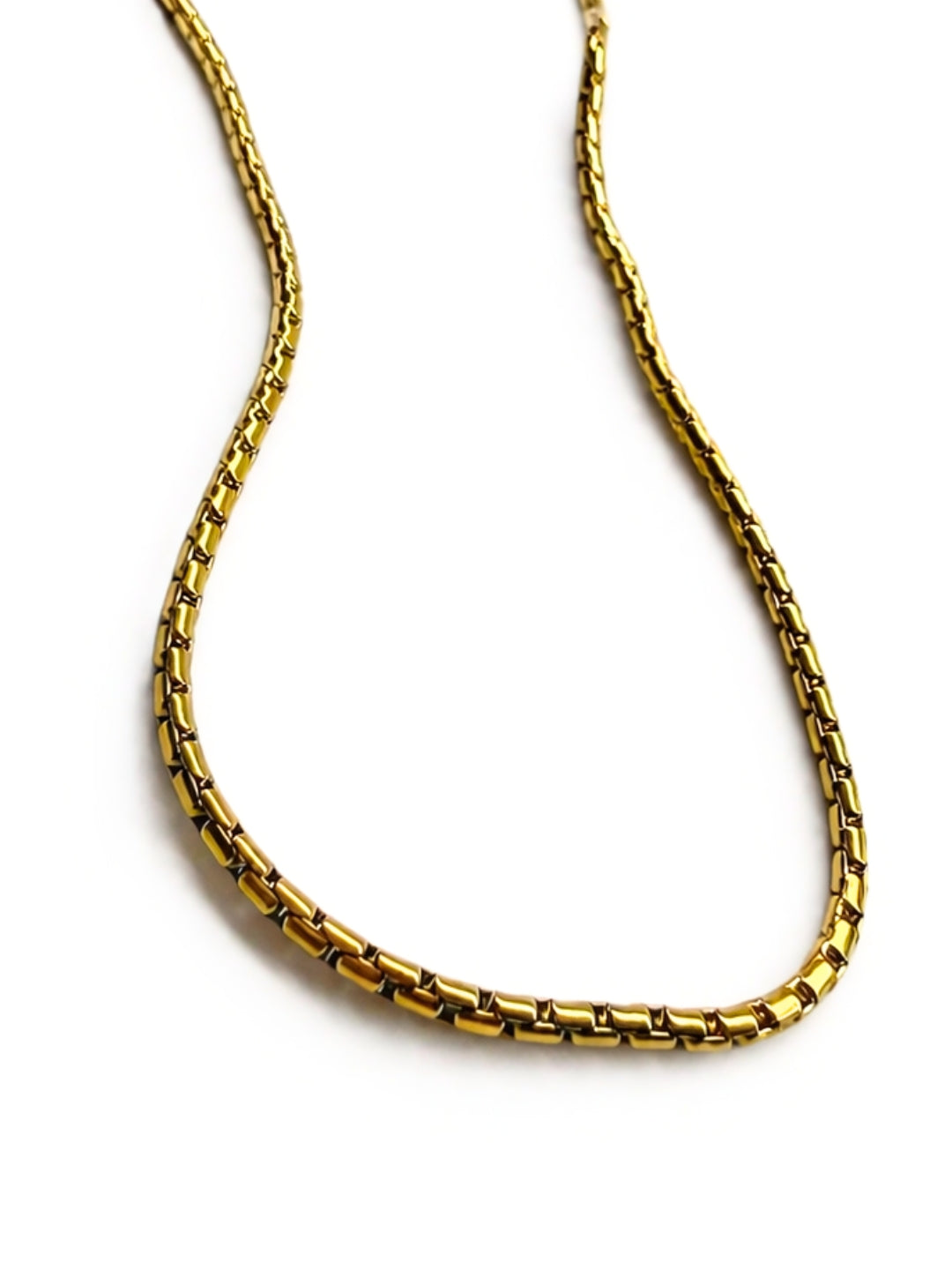 18K Gold Plated Box Chain Necklace – Anti Tarnish Stainless Steel