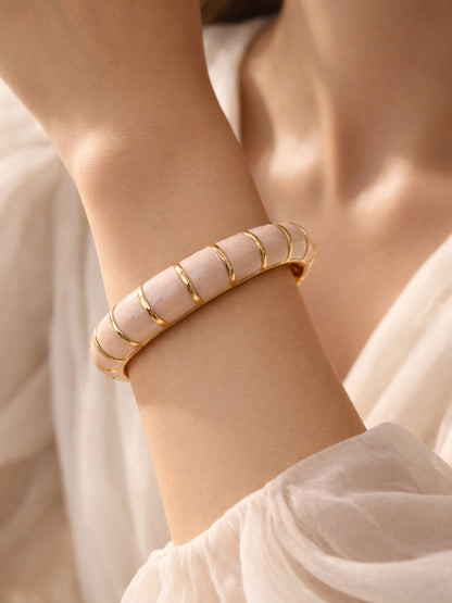 Nude Enamel Gold Bracelet | 18K Gold Plated Stainless Steel Bangle