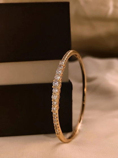 Aurora Dual-Stone Cuff – Rose Gold | Big & Small AD Studded | 2'4–2'6 Fit