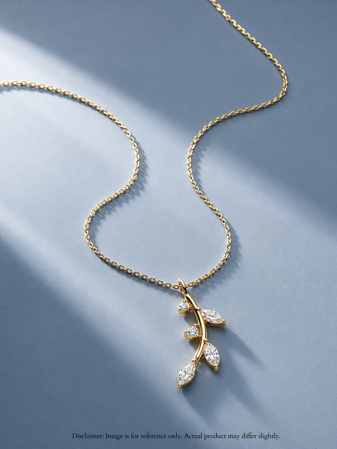 18K Gold Tiny Leaf CZ Pendant Necklace for Women | Anti Tarnish