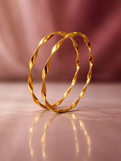 18K Gold Spiral Bangle – Anti Tarnish Stainless Steel Kada