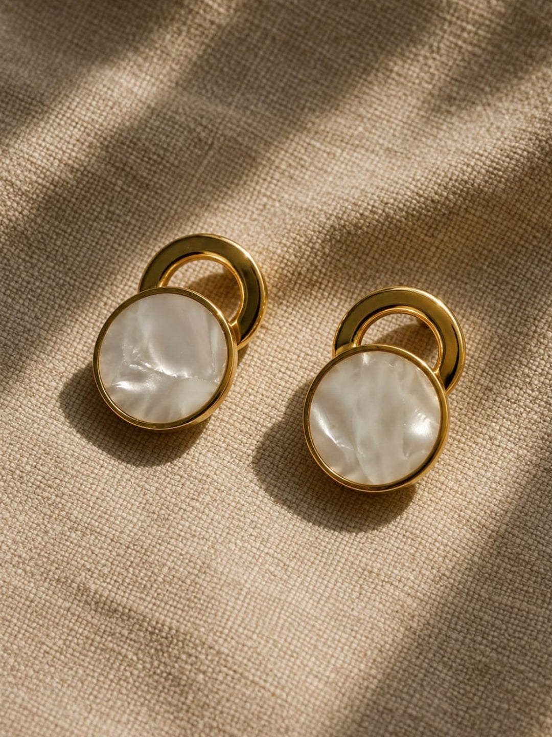 Mother-of-Pearl Halo Drop Earrings