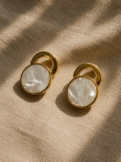 Mother-of-Pearl Halo Drop Earrings