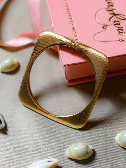 Artisanal Square Cuff – 18K Matte Gold Plated Bracelet