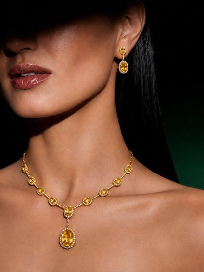 Girasole Golden Halo Necklace & Earring Set, 18K Gold-Plated