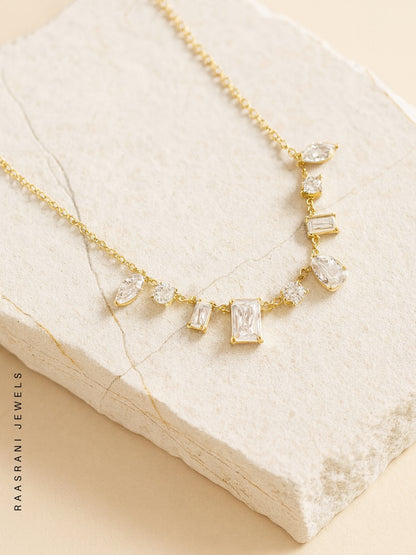 Brand Inspired Multi-Shaped AD Stone Neckpiece | 18k Gold Plated