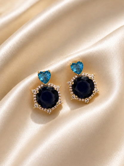Cobalto Navy Halo Necklace & Earring Set, 18K Gold-Plated
