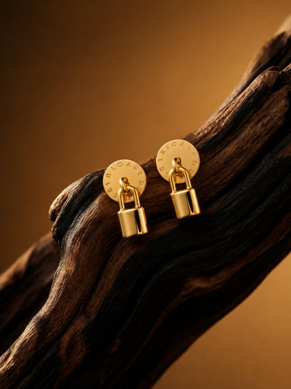 Lock & Coin Drop Earrings