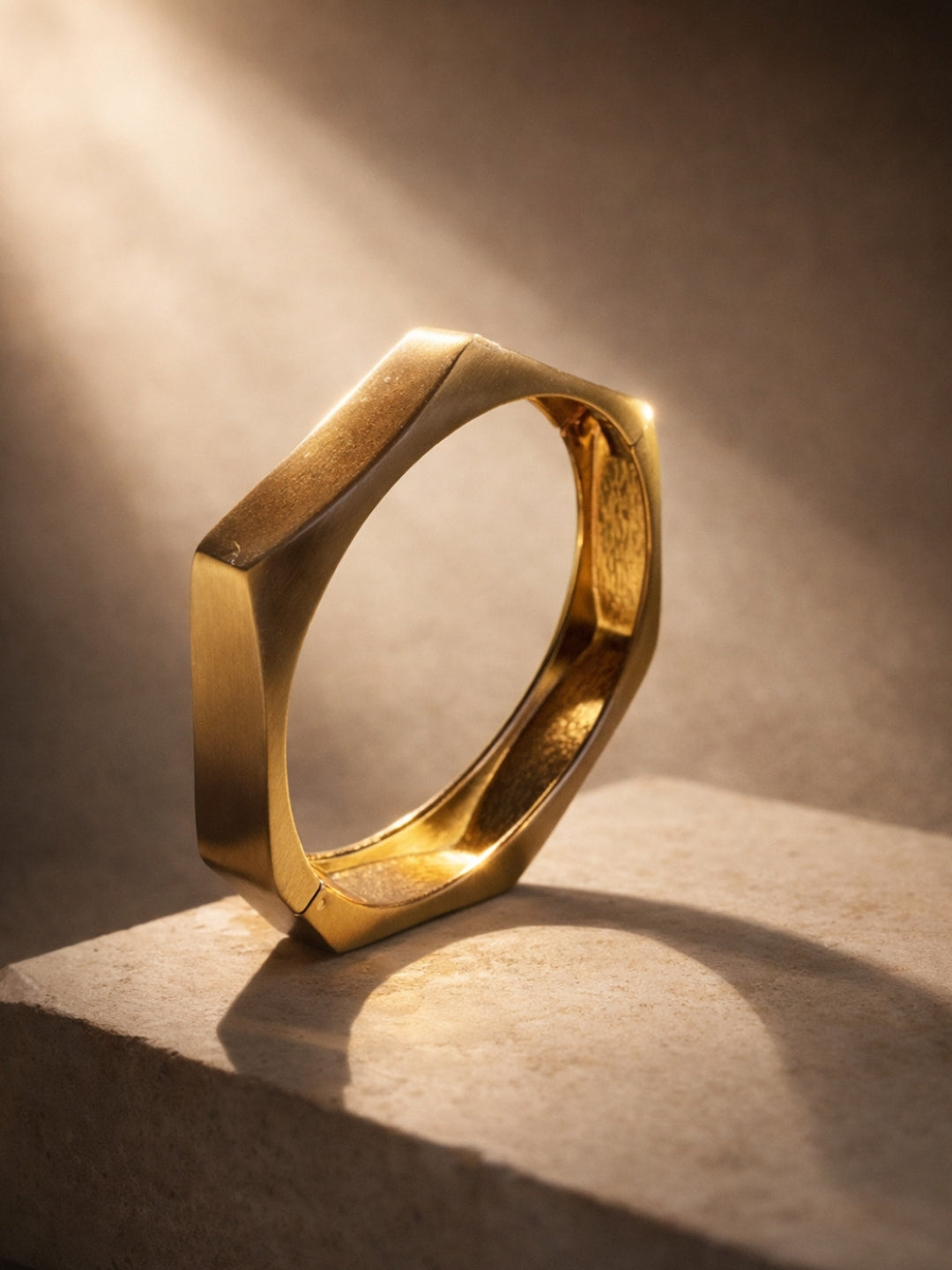 Ivory Bamboo Enamel & Faceted Gold Cuff Bracelet – Stack of 2