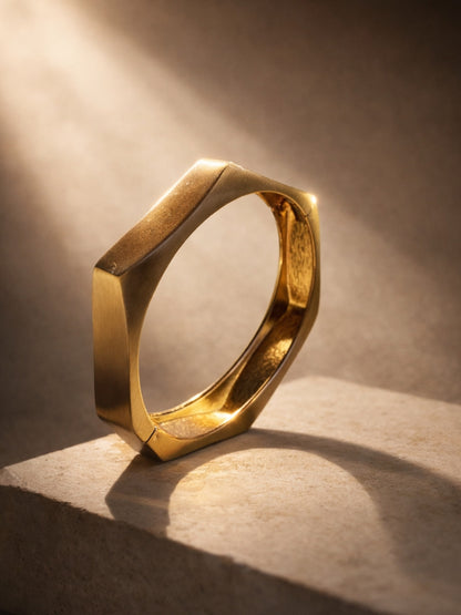 Ivory Bamboo Enamel & Faceted Gold Cuff Bracelet – Stack of 2