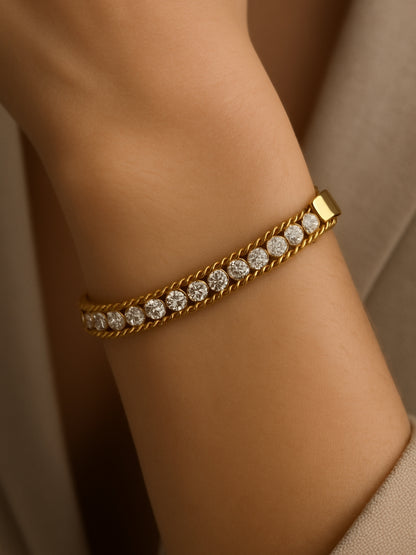 Solitaire Chain Design Bracelet – 18K Gold Plated | CZ Tennis Bracelet