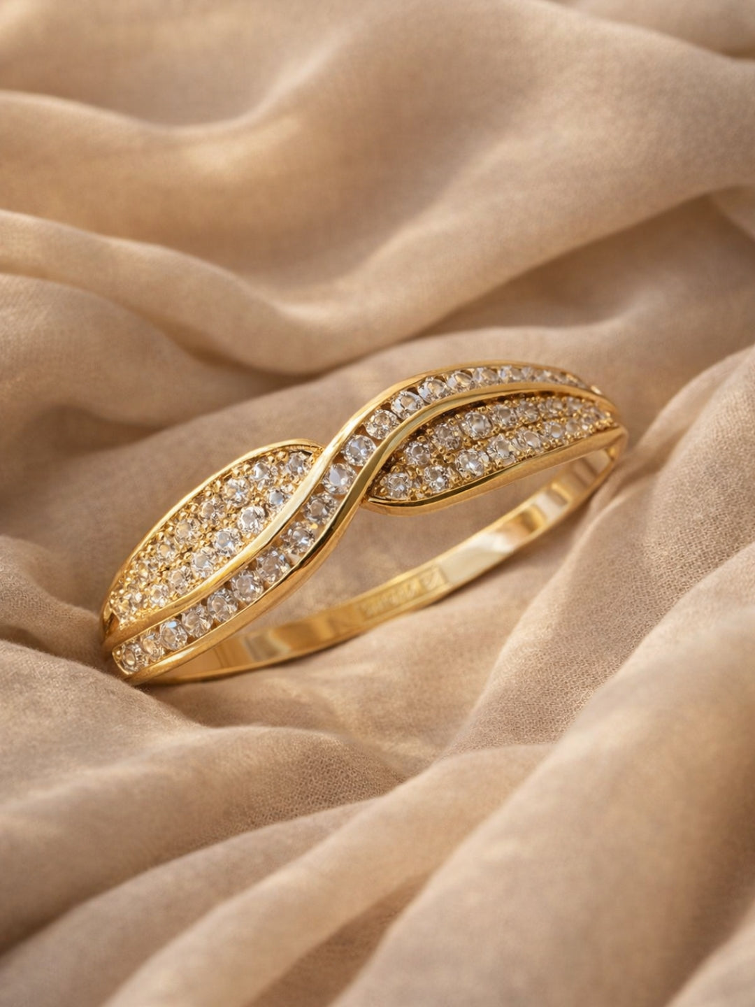 18K Gold Plated Full Studded Curve Bracelet for Women