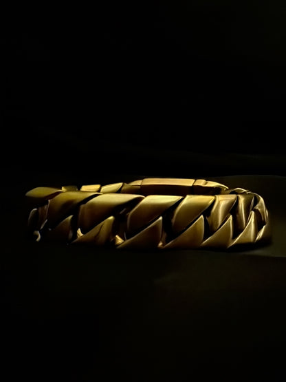 Matte Gold Chunky Cuban Link Bracelet for Men | Stainless Steel