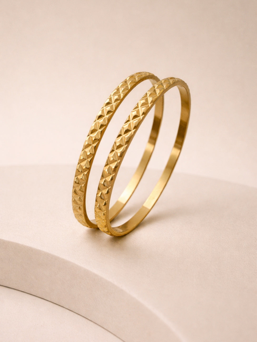 Risen Barfi Textured Gold Bangles – 18K Gold Plated