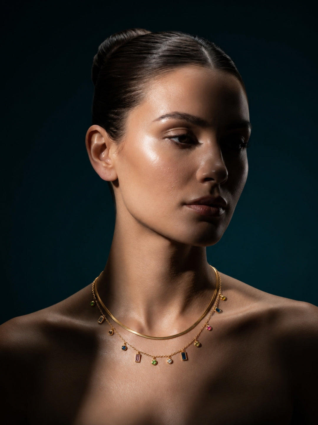 Multicolor Charm Layered Necklace Set