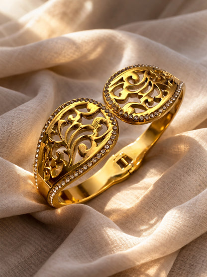18K Gold Plated Vine CZ Cuff Bracelet | Anti Tarnish