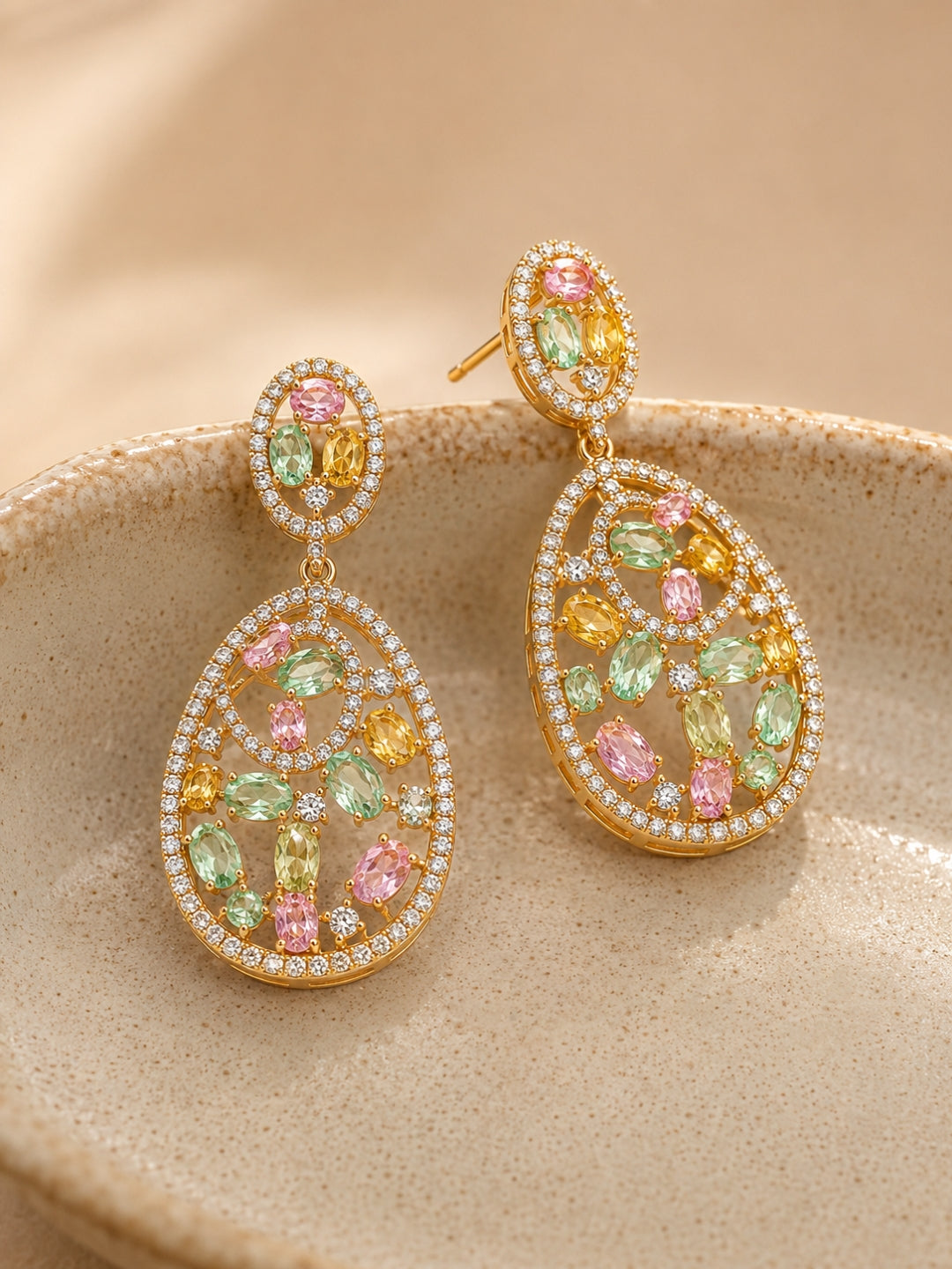 Traforo Multicolor Openwork Teardrop Necklace & Earring Set