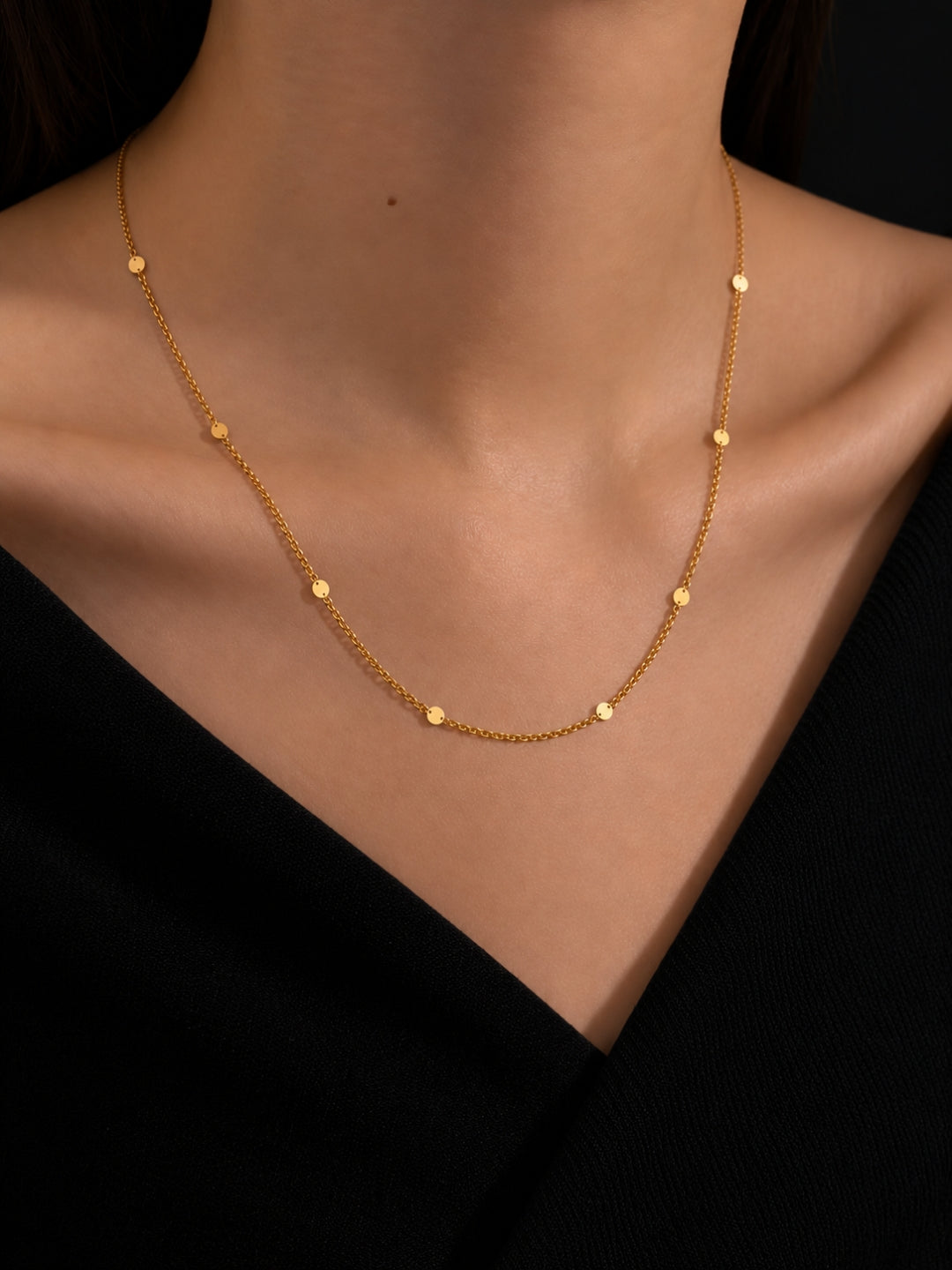 Designer Slim Round Gold Chain | 18K Gold Plated CZ Necklace